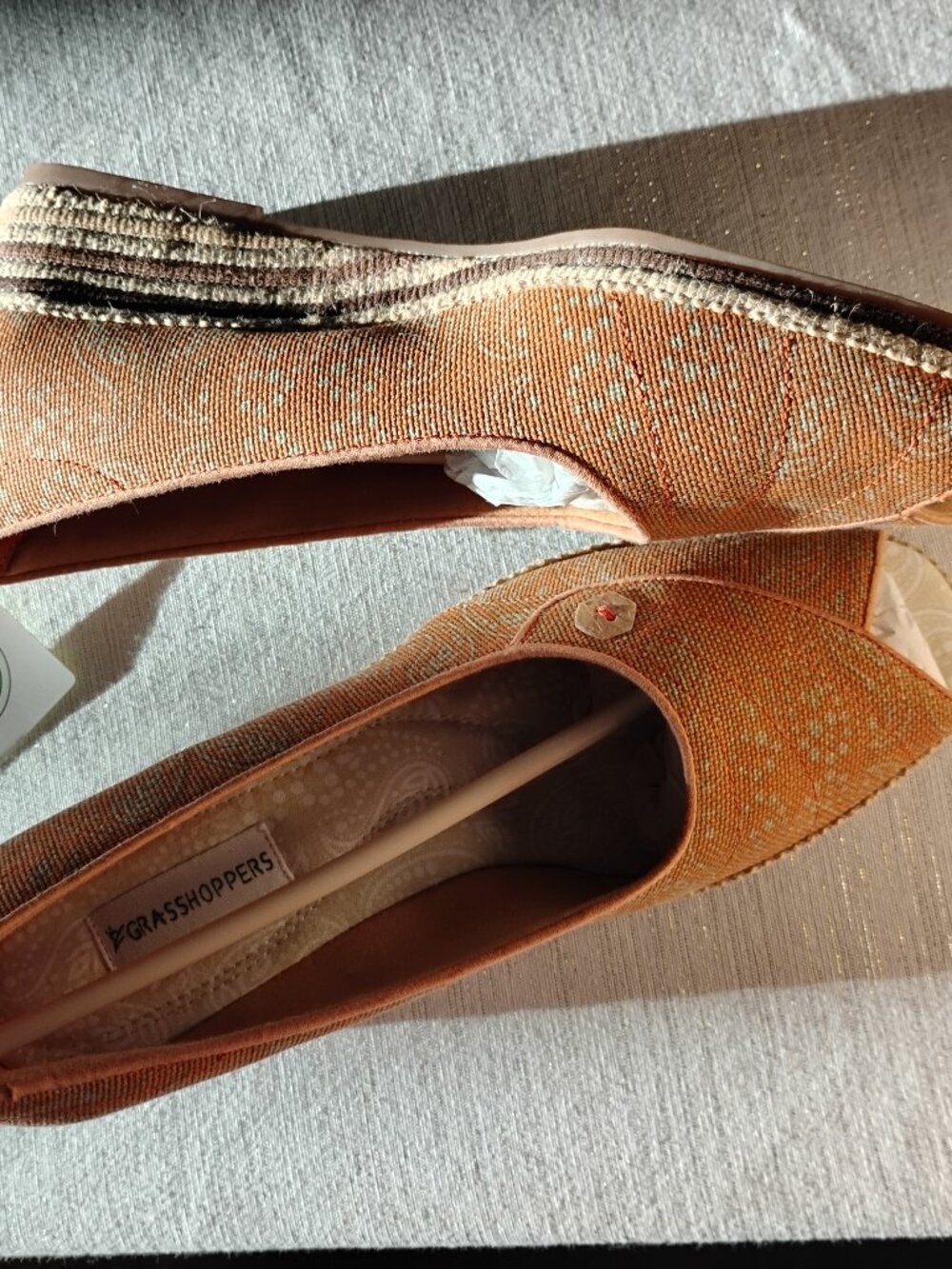 Grasshoppers Orange Textured Peep-Toe Wedge Slip-Ons